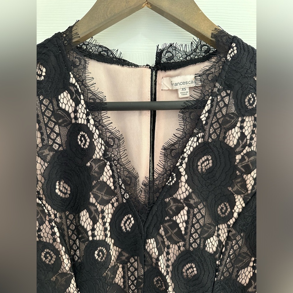 Francesca’s Black Lace Long Sleeve Romper - Size XS - Picture 3 of 5